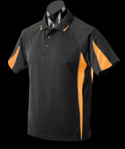 Men's Eureka Polo - S, Black/Gold/Ashe
