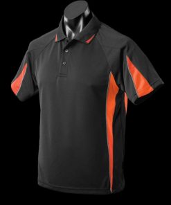 Men's Eureka Polo - S, Black/Orange/Ashe