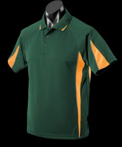 Men's Eureka Polo - S, Bottle Green/Gold/Ashe