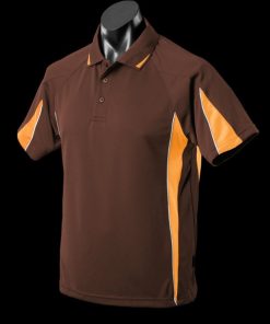 Men's Eureka Polo - XL, Chocolate/Gold/White