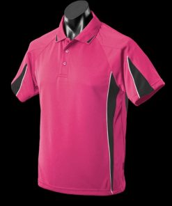 Men's Eureka Polo - S, Hot Pink/Black/White