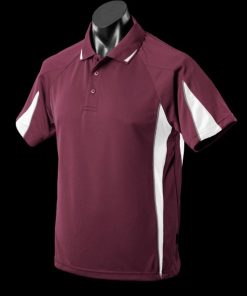 Men's Eureka Polo - S, Maroon/White/Ashe