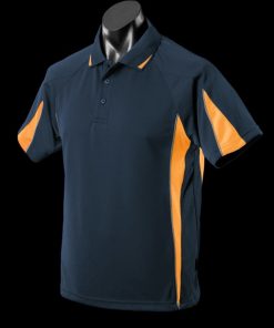 Men's Eureka Polo - S, Navy/Gold/Ashe