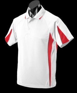 Men's Eureka Polo - S, White/Red/Ashe