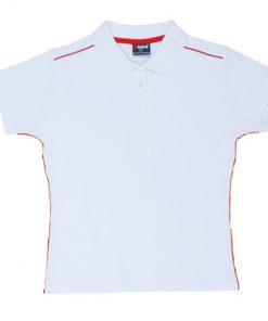 Women's Single Piping Polo - 16, White/Red