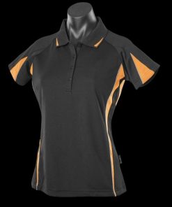 Women's Eureka Polo - 8, Black/Gold/Ashe