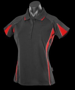 Women's Eureka Polo - 10, Black/Red/Ashe