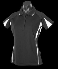 Women's Eureka Polo - 8, Black/White/Ashe