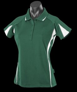 Women's Eureka Polo - 8, Bottle Green/White/Ashe