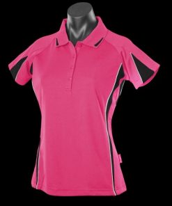 Women's Eureka Polo - 12, Hot Pink/Black/White