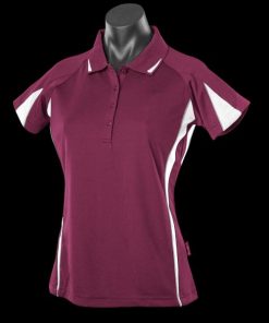 Women's Eureka Polo - 8, Maroon/White/Ashe