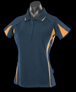 Women's Eureka Polo - 8, Navy/Gold/Ashe