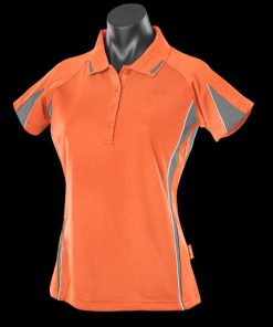 Women's Eureka Polo - 8, Orange/Charcoal/White