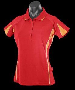 Women's Eureka Polo - 8, Red/Gold/White