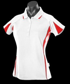 Women's Eureka Polo - 8, White/Red/Ashe
