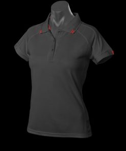 Women's Flinders Polo - 12, Black/Red
