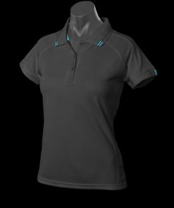 Women's Flinders Polo - 12, Black/Teal