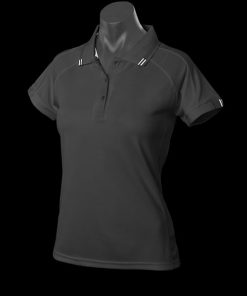Women's Flinders Polo - 12, Black/White