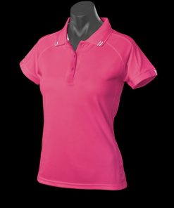 Women's Flinders Polo - 6, Hot Pink/White