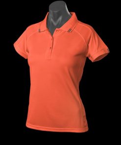 Women's Flinders Polo - 6, Orange/Slate