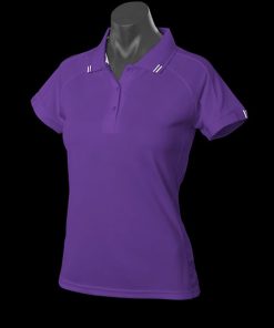 Women's Flinders Polo - 8, Purple/White