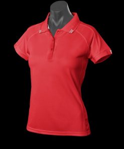 Women's Flinders Polo - 12, Red/White