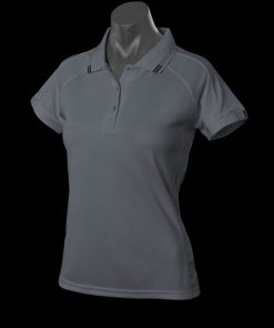 Women's Flinders Polo - 8, Slate/Black