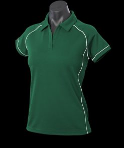 Women's Endeavour Polo - 12, Bottle Green/White
