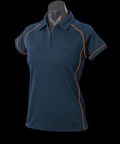 Women's Endeavour Polo - 10, Navy/Fluro Orange