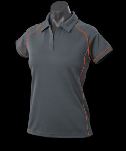 Women's Endeavour Polo - 8, Slate/Fluro Orange
