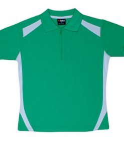 Kids' Cool Sports Polo - 8, Emerald Green/White