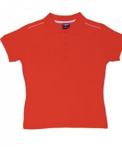 Women's Single Piping Polo - 10, Red/White
