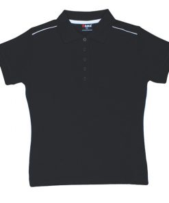 Women's Single Piping Polo - 12, Black/White
