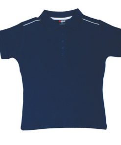 Women's Single Piping Polo - 10, Navy/White