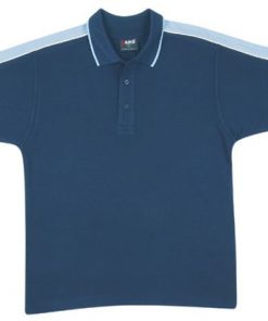 Men's Shoulder Panel Polo - M, navy body with surf pannel & white piping